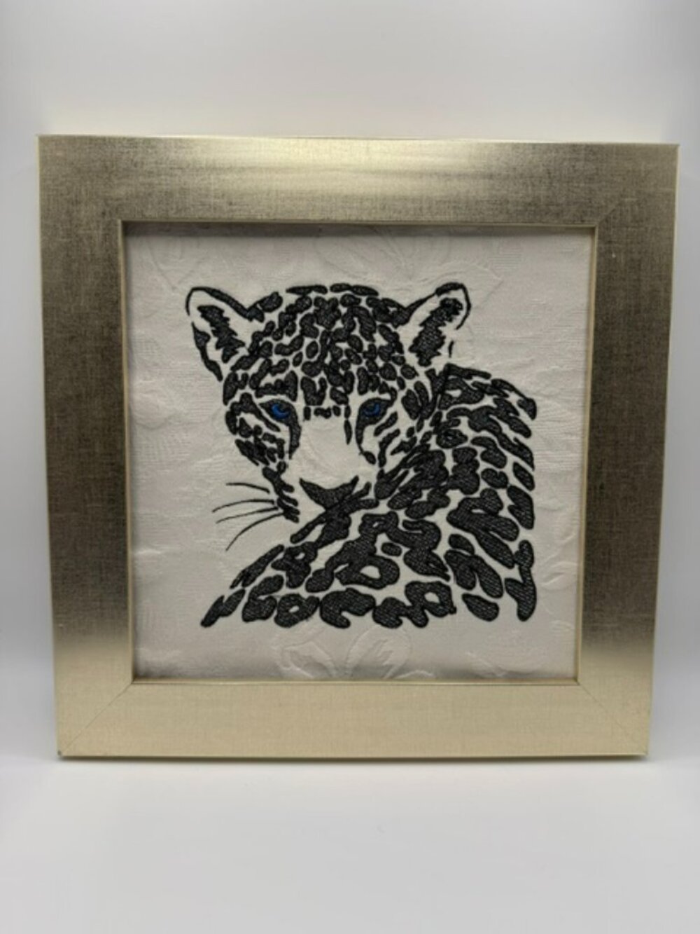 Homemade Black & White Cheetah Embroidery Art